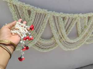 Fabric Jasmine & Tuberose Toran South Indian Wedding Door <b>Hanging</b> Malli Poo Bandhanwar Door Valance Floral Swag Entrance Garland - Product Image 6