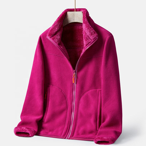 Chaqueta Unisex de Forro Polar Blanco, Cuello Alto, Cierre Completo, Ropa de Invierno Informal, Corte Regular, Color Sólido, Forro Sherpa - Product Image 5