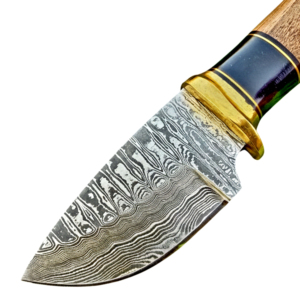 Couteau de chasse durable multi-usages en acier Damas, lame à pointe tombante, bord droit, manche en Micarta, qualité industrielle, pour le camping en extérieur - Product Image 4
