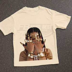 T-shirt décontracté pour femme, col rond, manches courtes, imprimé dentelle, nouveau style, en coton tissé uni, impression numérique, coupe ample - Product Image 6