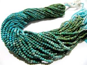 Perles facettées rondes en turquoise naturelle bleue de 3 mm, brin de 13 pouces de long - Product Image 2