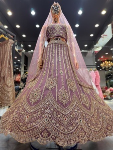 <b>Purple</b> Embroidered Nylon Polyester Lehenga Choli Floor-Length Traditional Indian Pakistani Wedding <b>Dress</b> Women's Bridal Quick - Product Image 1