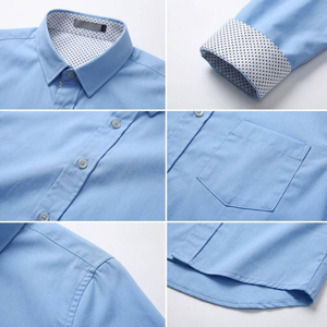 Chemise habillée en popeline pour homme, manches longues, boutonnée, décontractée, col classique, avec poche poitrine - Product Image 6