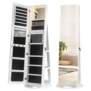 Large Capacity Lockable Mirror Jewelry Armoire with 360 Degrees Full Length Mirror 360 Degrees Organizer for Jewelry Storage - Product Image 5