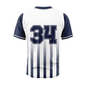 Custom Baseball Jersey <b>White</b> Green Striped Full Sleeve Others Neck 100% Polyester Breathable Unisex Adult Size Winter Front - Product Image 3