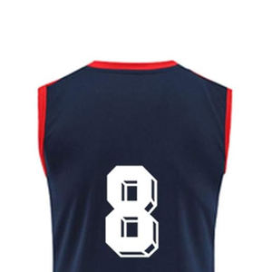 Ensemble de maillots de volley-ball unisexe sans manches, col en V, évacuation de l'humidité, bleu marine, rouge, blanc, numéro 8, impression sublimée, vêtements de sport pour adultes - Product Image 5