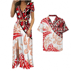 Robe de style polynésien Samoa, jupe longue à fente haute pour filles, haut court sexy à col en V et jupe pour femmes - Product Image 4