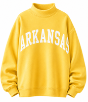 Pull unisexe noir oversize à col montant, avec appliqué et lettres personnalisées, épaules tombantes, manches longues, en tricot Spandex/Coton, idéal pour l'hiver