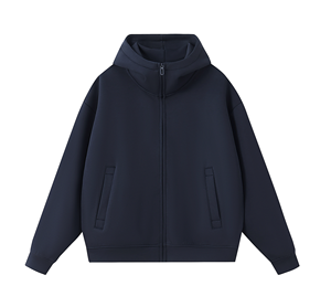 Sudadera con Capucha y Cierre para Hombre, Color Sólido, Felpa de Algodón, Corte Holgado, Otoño Invierno - Product Image 1