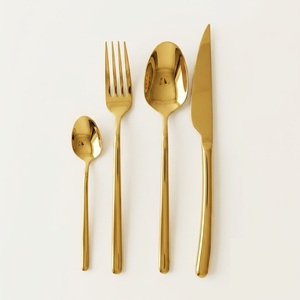 Service de couverts de luxe en acier inoxydable doré de haute qualité, finition miroir, pour mariage, hôtel et décoration de table raffinée pour la maison moderne. - Product Image 3
