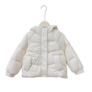 Veste matelassée à capuche, manteau d'hiver, couleur unie, style décontracté, respirant, polyester, fermeture éclair, unisexe, longueur normale, devant - Product Image 1