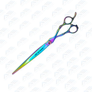 Professional Rainbow Curved Thinning Pet Gold <b>Titanium</b> Pet Grooming Scissors Products Pet Care Products Scissors - Product Image 2