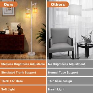 Lámparas de pie de 2 luces con forma de tronco de árbol y pantalla de mimbre - Product Image 6