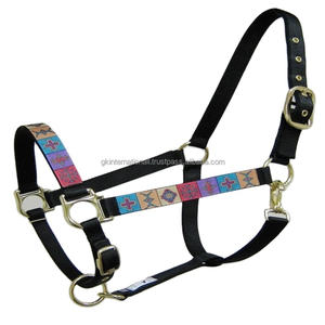 New Customized Handmade Western Design Nylon Horse Halter Fancy Colorful Nylon Webbing Embroidered Design Overlay Nylon Halter - Product Image 1