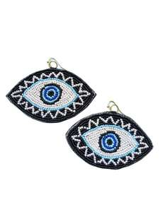 Pendientes y Aros Multicolor con Bordado de Hamsa y Ojo Turco, con Cuentas, para Bodas, Fiestas, Pendientes Étnicos Festivos, Estilo Boho - Product Image 3
