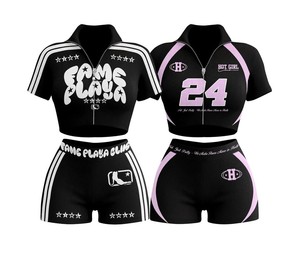 Conjunto de Camiseta de Manga Corta con Rayas Laterales y Pantalones Cortos a Juego para Mujer, Diseño Personalizado OEM 2026, Ropa Deportiva de Verano de Alta Calidad - Product Image 6