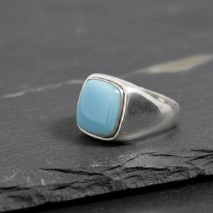 Blue Chalcedony <b>Ring</b> 925 Sterling Silver Natural Gemstone Handmade Minimalist Boho Statement Jewelry Gift For Women - Product Image 2