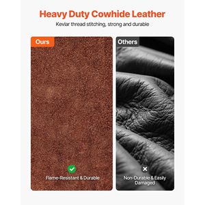 Maniche Protettive in Pelle Bovina Resistente al Calore e alle Fiamme per Saldatura, per Uomini e Donne - Product Image 3