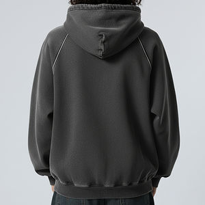 Sweat à capuche personnalisé OEM/ODM en coton tissé 100% imprimé, coupe oversize à épaules tombantes, grammage lourd 500 GSM, délavé à l'acide et au sel, pour l'automne - Product Image 2