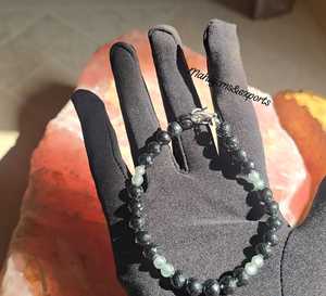 6.50 MM Black Round & Light Blue Moissanite <b>Beads</b> <b>Bracelet</b> Hand Made Moissanite Diamond & Other Diamond Jewelry - Product Image 5