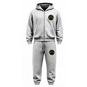 Conjunto Deportivo con Capucha para Hombre, Color Caqui, 100% Algodón, Cierre Frontal con Cremallera, Bolsillo, Apliques Bordados, 480 Gsm - Product Image 5