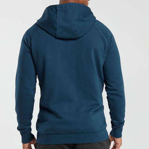 <b>Men's</b> Navy <b>Blue</b> Hooded Zip-Up Sweatshirt 100% Cotton Fleece Regular Fit Solid Color Casual Autumn Wear - Product Image 2
