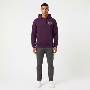 Sweat-shirt à capuche violet pour homme Dumela avec logo brodé, poche avant, coupe décontractée en molleton, idéal pour l'automne - Product Image 2