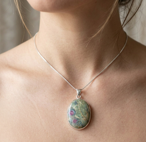 Large Natural <b>Ruby</b> Fuchsite Pendant 925 Sterling Silver Handmade Gemstone Jewelry Rose Gold Yellow Gold Plated Statement Pendant - Product Image 3