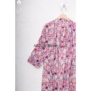 Bata Kimono de Satén 100% Algodón para Mujer, Estampado Floral Hecho a Mano, Ropa de Noche de Verano, Vestido de Playa para Otoño Invierno Romántico - Product Image 1