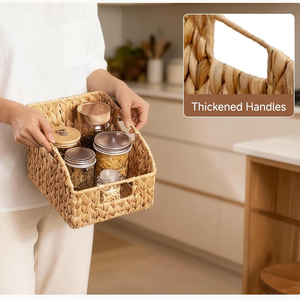 Paniers de rangement rectangulaires personnalisés en jacinthe d'eau, paniers en fibre naturelle tressés à la main pour l'organisation du salon et de la salle de bain - Product Image 6