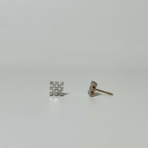 LILABA ENTERPRISE 14k Rose Gold <b>Diamond</b> <b>Square</b> Style <b>Earrings</b> Round Brilliant Cut Natural <b>Diamonds</b> Luxury Style Wedding Gift - Product Image 3
