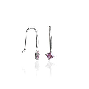 Hermosos y Elegantes Pendientes de Piedras Preciosas Rosadas de Corte Cuadrado, Joyería de Plata de Ley 925 para Mujeres y Niñas, para Usar en Fiestas - Product Image 2