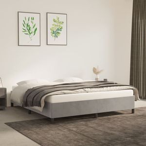 Base de Cama Tapizada en Terciopelo Gris Claro, Producto de Madera Contrachapada - Product Image 1