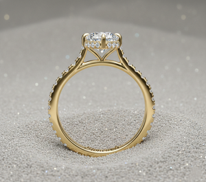 แหวนหมั้นเพชรสร้างในห้องปฏิบัติการ Stonewels ทอง 14K ทรง Cathedral Pav Crown สไตล์วินเทจ พร้อมใบรับรองการฝังแบบ Prong Setting แบบสั่งทำพิเศษ - Product Image 3