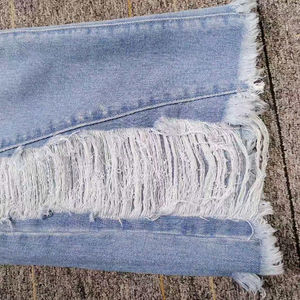 Pantalones Vaqueros Rotos Personalizados para Mujer, de Cintura Alta, Acampanados, de Pierna Ancha, Transpirables, Vaqueros de Mezclilla para Dama, Ropa Casual para Mujer, OEM - Product Image 5