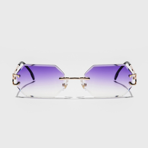 2157 New Fashion Luxury Gradient Rimless Metal Diamond Cut Frame Women Men Lentes De Sol Designer Custom Vintage <b>Sunglasses</b> 2025 - Product Image 5