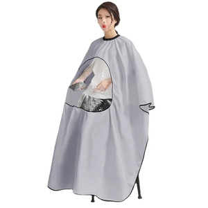 Capa de Peluquería RAMAFHH y MEDAX Negra de Pongee, Manga Larga, Resistente al Agua, Profesional para Salón, Corte de Cabello y Coloración - Product Image 2