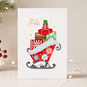 Tarjeta de Felicitación Navideña de Lujo Hecha a Mano con Diseño de Trineo, Papel Quilling, Personalizada, Venta al Por Mayor, Papelería Vietnam ODM/OEM - Product Image 1