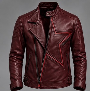 Chaqueta de Cuero para Hombre con Cierre de Cremallera y Bolsillos - Product Image 1