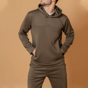 Survêtement à capuche pour hommes grande taille, gris uni, décontracté, sweat-shirt long avec poches latérales, taille élastique, coupe ample, vêtements d'automne - Product Image 5