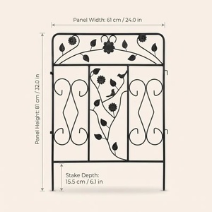 Panneau de clôture de jardin en fer forgé résistant à la rouille et facile à assembler ; sert de clôture de protection et de support pour les plantes dans la cour. - Product Image 2