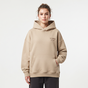Sudadera con Capucha Extra Grande para Mujer, 100% Algodón, Transpirable, de Alta Calidad, al por Mayor, con Hombros Caídos y Bolsillo Tipo Canguro - Product Image 3