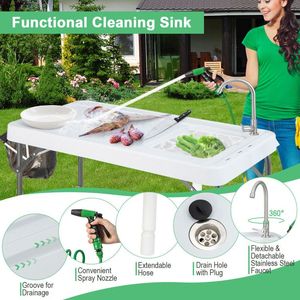Table de nettoyage de poisson portable pour camping avec grille et robinet pour aventures de pêche en plein air - Product Image 6