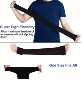 Manchons de sport en soie glacée à manches trois-quarts couleur unie UPF50+ HAWK SPORTS INDUSTRIES pour hommes – Protection rafraîchissante pour activités extérieures - Product Image 5