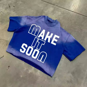 T-shirt Boxy Homme Coupe Droite Délavé à l'Acide Personnalisé 100% Coton Imprimé Numérique Anti-Boulochage Respirant Streetwear Décontracté - Product Image 2
