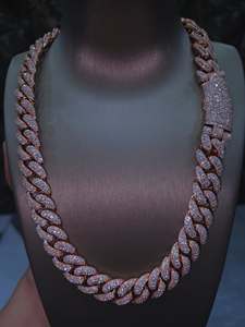 Precio de fábrica Cadena cubana eslabonada con incrustaciones de oro rosa y moissanita VVS, certificada IGI, de lujo, estilo Hip Hop, tendencia, superventas, gran oferta - Product Image 3