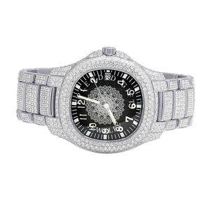 Elegante Reloj de Lujo para Hombre con Cristal de Zafiro y Moissanita Plateada, Movimiento ETA, Caja de Reloj de Cuarzo Analógico, Resistente al Agua 10m, con Pedrería - Product Image 1