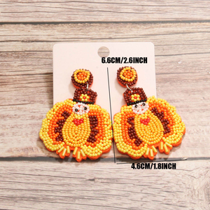 Nuevos Pendientes de Cuentas Hechos a Mano con Diseño de Pavo para la Cosecha de Otoño y Acción de Gracias - Product Image 6