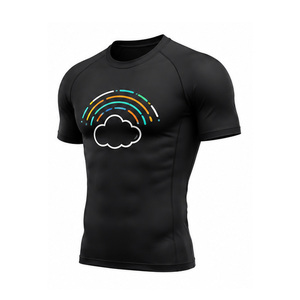 T-shirt de compression pour hommes, vêtements de sport pour la gym, vêtements de sport respirants à séchage rapide, hauts d'entraînement athlétiques extensibles, fournisseurs en gros OEM - Product Image 1