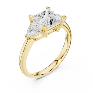 Anillo de Compromiso de Oro Amarillo de 14K con Diamante Cultivado en Laboratorio Certificado por IGI de 2CT, Corte Princesa y Corte Trillón Lateral, para Aniversario o Boda - Product Image 2